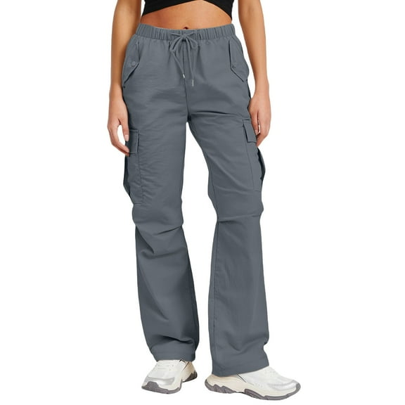 Womens Travel Pants High Waisted Baggy Cargo Pants Summer Wide Leg Hiking Trousers With Pockets Nylon And Spandex Fabric Lightweight Comfortable M Pants For Women