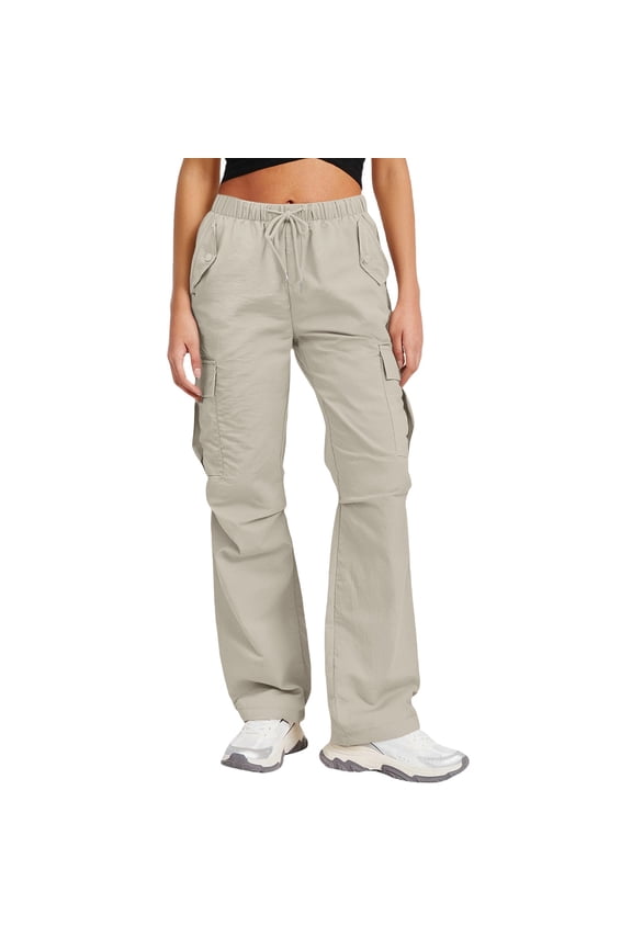 Womens Travel Pants High Waisted Baggy Cargo Pants Summer Wide Leg Hiking Trousers With Pockets Nylon And Spandex Fabric Lightweight Comfortable S Pants For Women