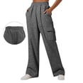 thumbnail image 1 of Womens Travel Pants High-Waisted Loose Sports Jogging Pants With Pockets Polyester Fabric Soft Breathable Hand Wash For Daily Home Workout Vacation L Pants For Women, 1 of 6