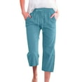 thumbnail image 1 of Womens Travel Pants High Waisted Wide Leg Drawstring Elastic Comfy Straight Leg Long Pants With Pockets Cotton And Linen Light Soft Casual Trousers 3Xl Pants For Women, 1 of 7