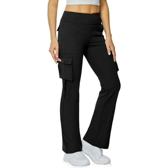 Womens Travel Pants High Waisted Yoga Flare Leggings Cargo Style With 6 Pockets Workout Pants Soft Polyester Moisture-Wicking Fashionable Design Versatile For Gym & Daily Wear 4Xl Pants For Women