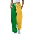 thumbnail image 1 of Womens Travel Pants Loose Breathable Color Blocking Gradient Pants Side Pockets Drawstring Leg Opening Fashion Casual Seasonal Daily Wear L Pants For Women, 1 of 4