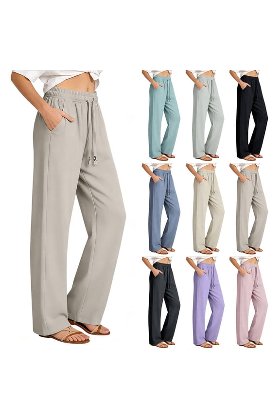 Womens Travel Pants Quick Dry Lightweight Stretch Elastic Waist with Pockets Summer Casual Workout Hiking Joggers Khaki 2XL