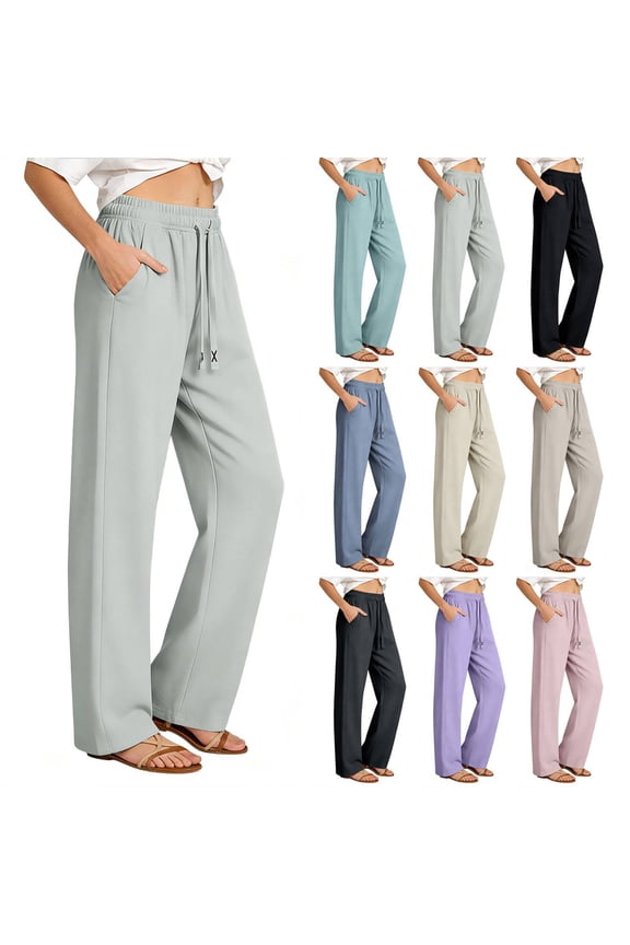 Womens Travel Pants Quick Dry Lightweight Stretch Elastic Waist with Pockets Summer Casual Workout Hiking Joggers Light Gray 2XL