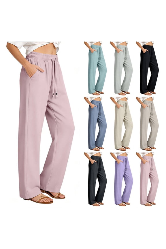 Womens Travel Pants Quick Dry Lightweight Stretch Elastic Waist with Pockets Summer Casual Workout Hiking Joggers Pink S