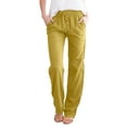 thumbnail image 1 of Womens Travel Pants Solid Straight Elastic Drawstring Waist Long Casual Cotton Pants Sporty Fashion Comfy Spring Summer Trousers 3Xl Pants For Women, 1 of 6