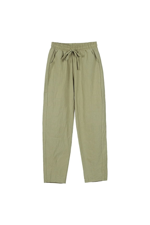 Womens Travel Pants Summer High Waisted Cotton Linen Palazzo Pants Wide Leg Long Trousers With Pockets Smocked Loose Fit Flowy Dressy Cotton Polyester Spandex L Pants For Women