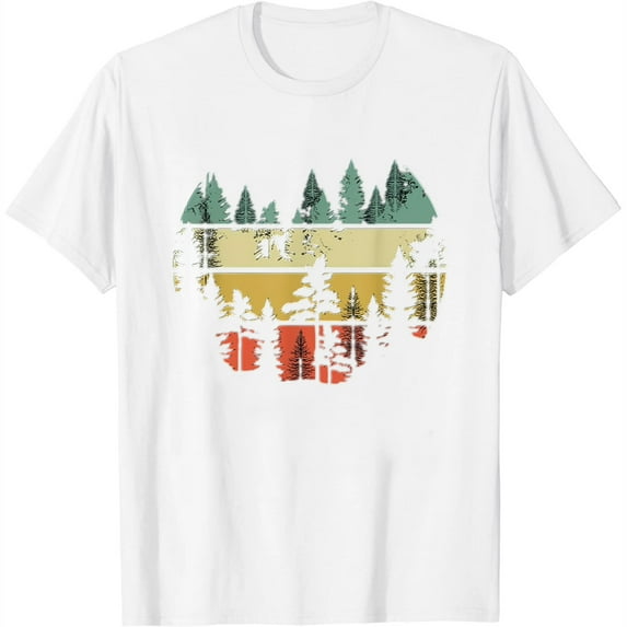 Womens Trees Outdoors Nature Wildlife Retro Forest T-Shirt White Small