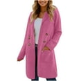 thumbnail image 1 of Womens Trench Coat Mid Length Wool Long Sleeve Lapel Collar Cardigan Winter Warm Solid Color Coats with Pockets (Pink L), 1 of 6