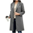 thumbnail image 1 of Womens Trench Coat Mid-length Notch Lapel Collar Single Breasted Wool Blend Long Jacket Overcoat with Pockets (M, Dark Gray), 1 of 3