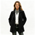 thumbnail image 1 of Womens Trench Coat with Pockets Notched Lapel Fall Winter Single Breasted Casual Business Formal Wool Coat Black 3XL, 1 of 7