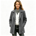 thumbnail image 1 of Womens Trench Coat with Pockets Notched Lapel Fall Winter Single Breasted Casual Business Formal Wool Coat Gray 3XL, 1 of 7