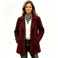 thumbnail image 1 of Womens Trench Coat with Pockets Single Breasted Fall Winter Casual Notched Lapel Business Formal Wool Coat Wine S-3XL, 1 of 7