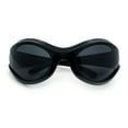 thumbnail image 1 of Womens Trendy 90s Oval Wrap Around Sport Plastic Fashion Sunglasses All Black, 1 of 1