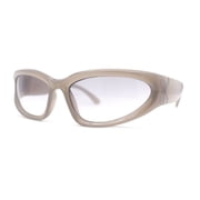 Womens Trendy 90s Sports Style Wrap Around Curved Plastic Sunglasses Slate - Smoke
