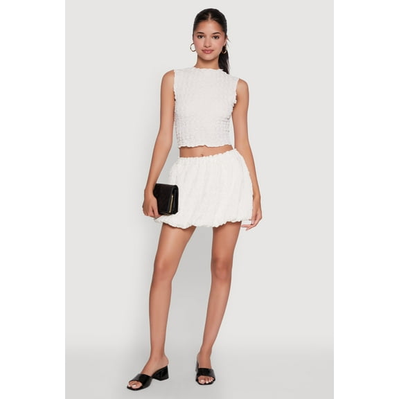 Womens Trendy Bubble Hem Mini Skirt