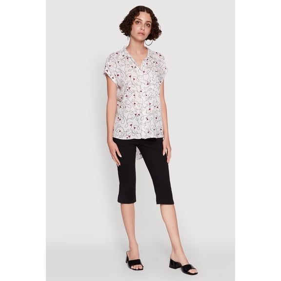 Womens Trendy Classic Fit Abstract Face Print Shirt
