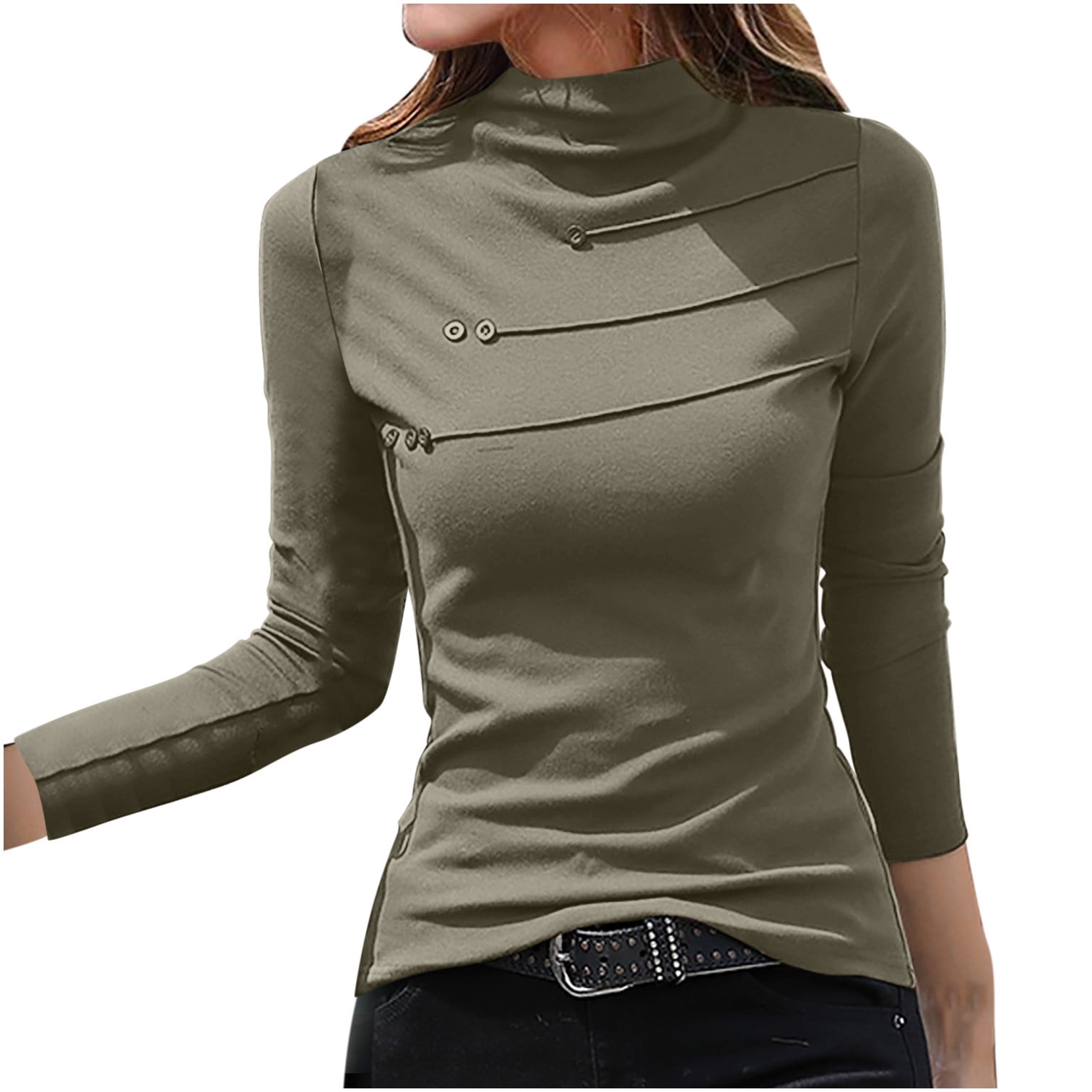 Womens Trendy Clothing Mock Turtle Neck Tops Tee for Women Fleece Warm Pullover Undershirt Slim