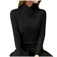 thumbnail image 1 of Womens Trendy Clothing Womens Long Sleeve Tops Casual Mock Neck Fleece Thermal Underwear Base Layer Shirts Soft Stretchy T-Shirts Tunics Tops, 1 of 6