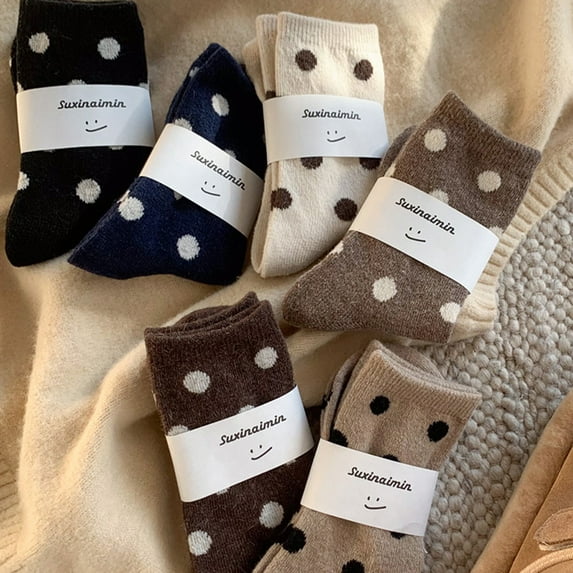 Womens Trendy Cute Wool Socks | Winter Thick Warm Holiday Gifts | Cartoon Design Comfortable Non-Slip | Multi-Color-6 PACK