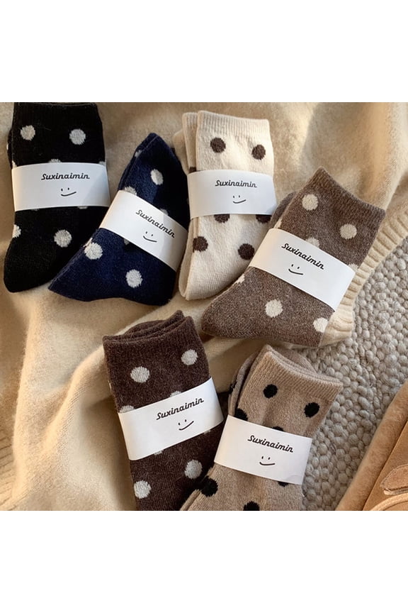 Womens Trendy Cute Wool Socks | Winter Thick Warm Holiday Gifts | Cartoon Design Comfortable Non-Slip | Multi-Color-6 PACK