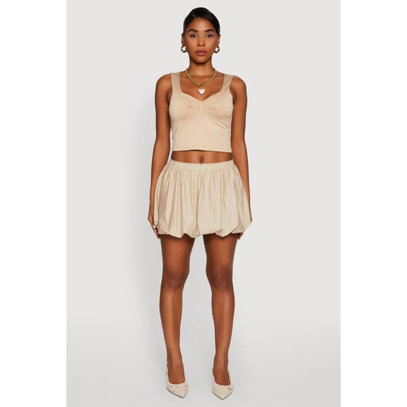 Womens Trendy High Waisted Mini Bubble Hem Skort