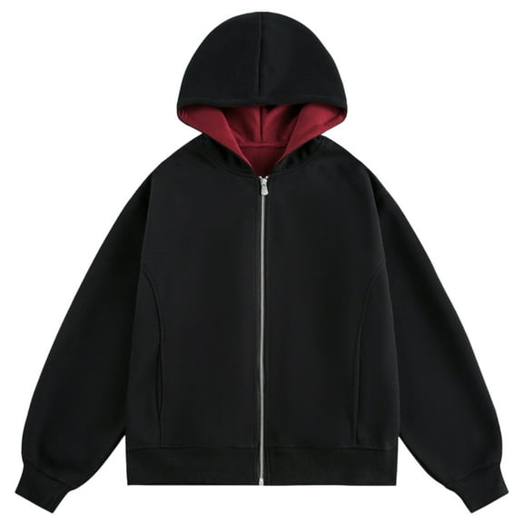 Womens Trendy Hoodies Colour-blocked Streetwear Hoodies Sweatshirt Couples Casual Outerwear