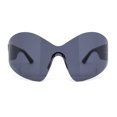 thumbnail image 1 of Womens Trendy Minimal XL Oversized Rimless Shield Sunglasses All Black, 1 of 4