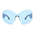 thumbnail image 1 of Womens Trendy Minimal XL Oversized Rimless Shield Sunglasses Black - Blue, 1 of 4