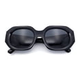 thumbnail image 1 of Womens Trendy Octagonal Beveled Thick Plastic Round Mod Sunglasses All Black, 1 of 8