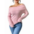 thumbnail image 1 of Womens Trendy Off the Shoulder Sweater Top Casual Long Sleeve Pullover Sweater Top Cute Fall Outfits Pink S, 1 of 6