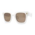 thumbnail image 1 of Womens Trendy Pop Color Hipster Boyfriend Thick Horn Rim Sunglasses White Solid Brown, 1 of 4