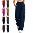 thumbnail image 1 of Womens Trendy Quick Dry Jogger Cargo Pants Drawstring Multi Pocket Casual Athletic Pants, 1 of 9