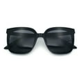 thumbnail image 1 of Womens Trendy Retro Inset Lens Oversize Horn Rim Plastic Fashion Sunglasses All Black, 1 of 8