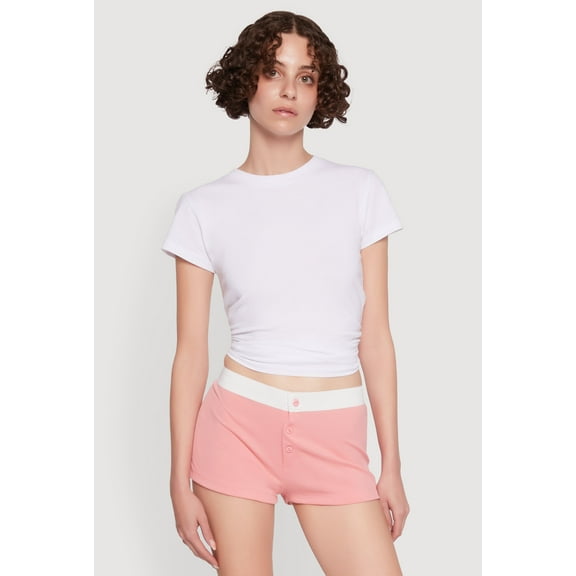 Womens Trendy Ribbed Knit Sleep Shorts