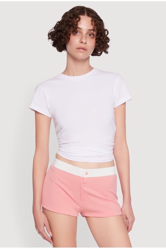 Womens Trendy Ribbed Knit Sleep Shorts