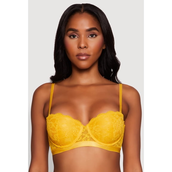 Womens Trendy Scalloped Patterned Lace Push Up Bra