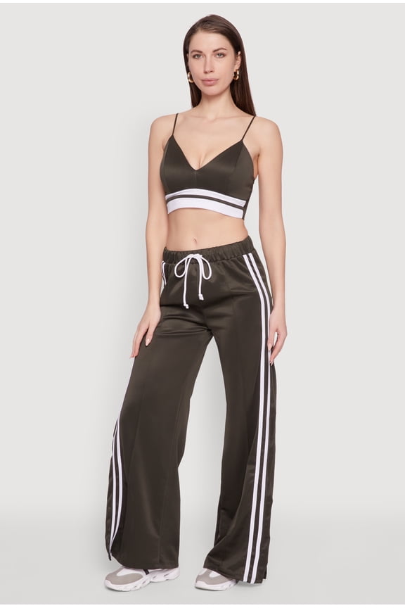 Womens Trendy Scuba V Neck Bralette with Contrast Trim