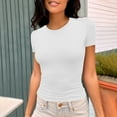 thumbnail image 1 of Womens Trendy Slim Short Sleeve Basic Sexy Slim Bottom T Shirt Tops Blank Athletic Shirts Women Athletic Shirt Long Sleeve T Shirt Women Pack Womens Tech Shirts Womens Active Short Sleeve Long, 1 of 5