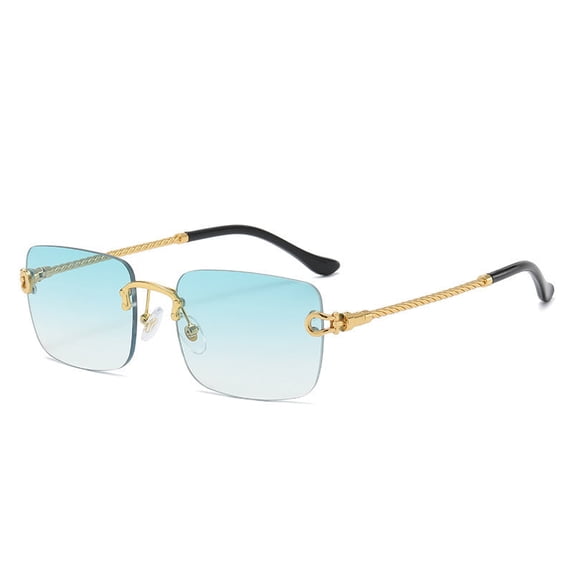 Womens Trendy Square Sunglasses, Gradient Lens Metal Frameless Fashion Eyewear for Travel, Driving, Outdoor Activities