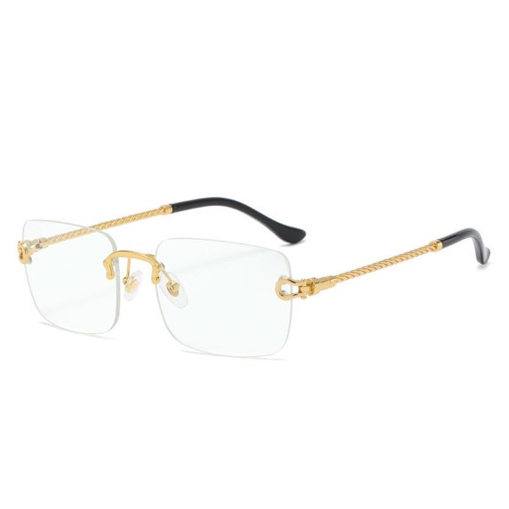 Womens Trendy Square Sunglasses, Gradient Lens Metal Frameless Fashion Eyewear for Travel, Driving, Outdoor Activities