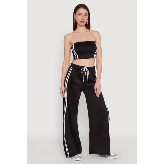 Womens Trendy Strapless Varsity Stripe Tube Top