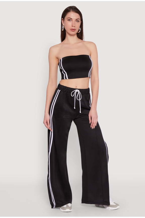 Womens Trendy Strapless Varsity Stripe Tube Top