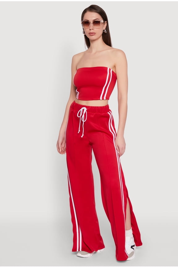 Womens Trendy Strapless Varsity Stripe Tube Top