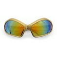 thumbnail image 1 of Womens Trendy Wrap Around Bug Eye Oval Sport Fashion Plastic Sunglasses Gold - Orange Mirror, 1 of 8