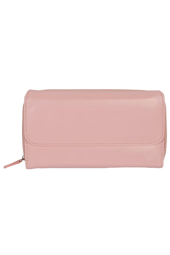 Womens Tri Fold Wallet, Multi Card Holder Zipper Pocket, Pink