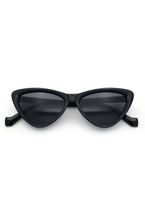 Womens Triangle Gothic Fashion Cat Eye Plastic Retro Sunglasses All Black