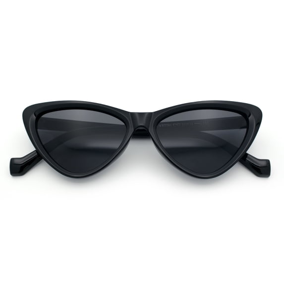 Womens Triangle Gothic Fashion Cat Eye Plastic Retro Sunglasses All Black