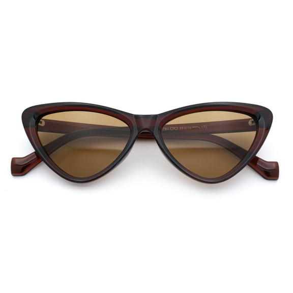 Womens Triangle Gothic Fashion Cat Eye Plastic Retro Sunglasses All Brown