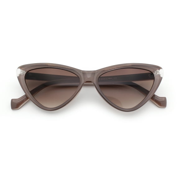 Womens Triangle Gothic Fashion Cat Eye Plastic Retro Sunglasses Beige - Brown